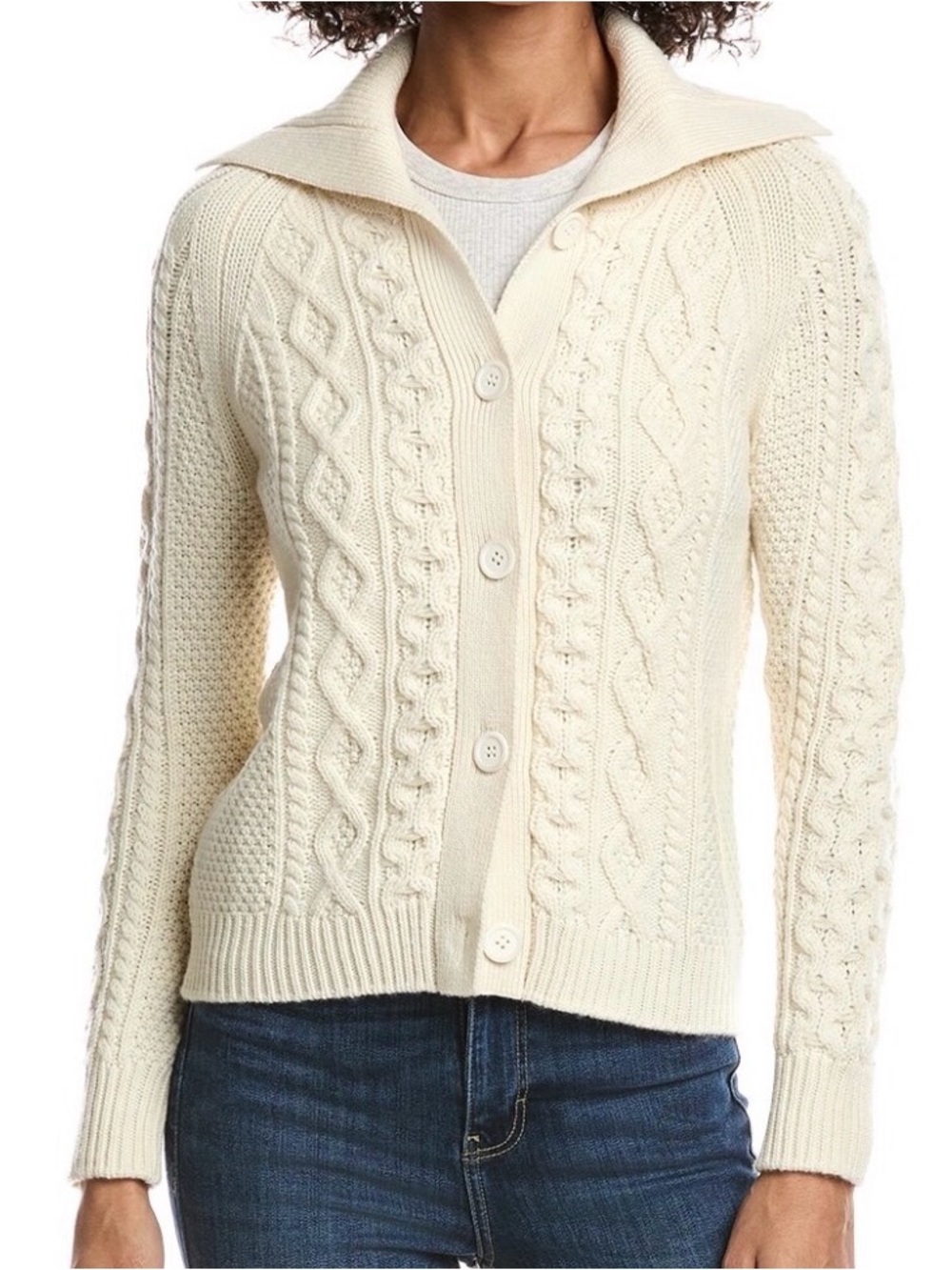 NWT FORTE WOMEN’s CASHMERE-WOOL SOFT CARDIGAN KNIT SWEATER MEDIUM